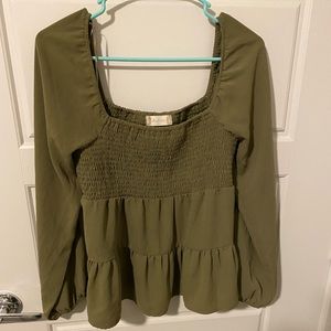 Olive green babydoll blouse